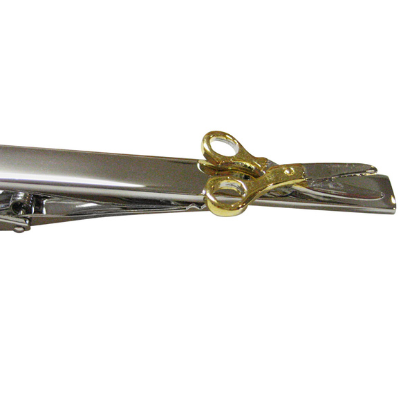 Gold and Silver Toned Scissor Square Tie Clip - Picture 1 of 2